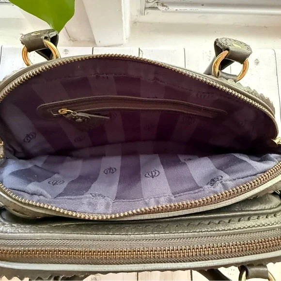 Juicy Couture | Modern Queen Baroque Leather Satchel, Dark Gray - Picture 5 of 17